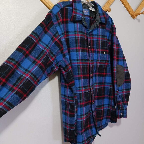 Pendleton Plaid Button Down Wool Trail Shirt Elbow Patches XL - Picture 5 of 6